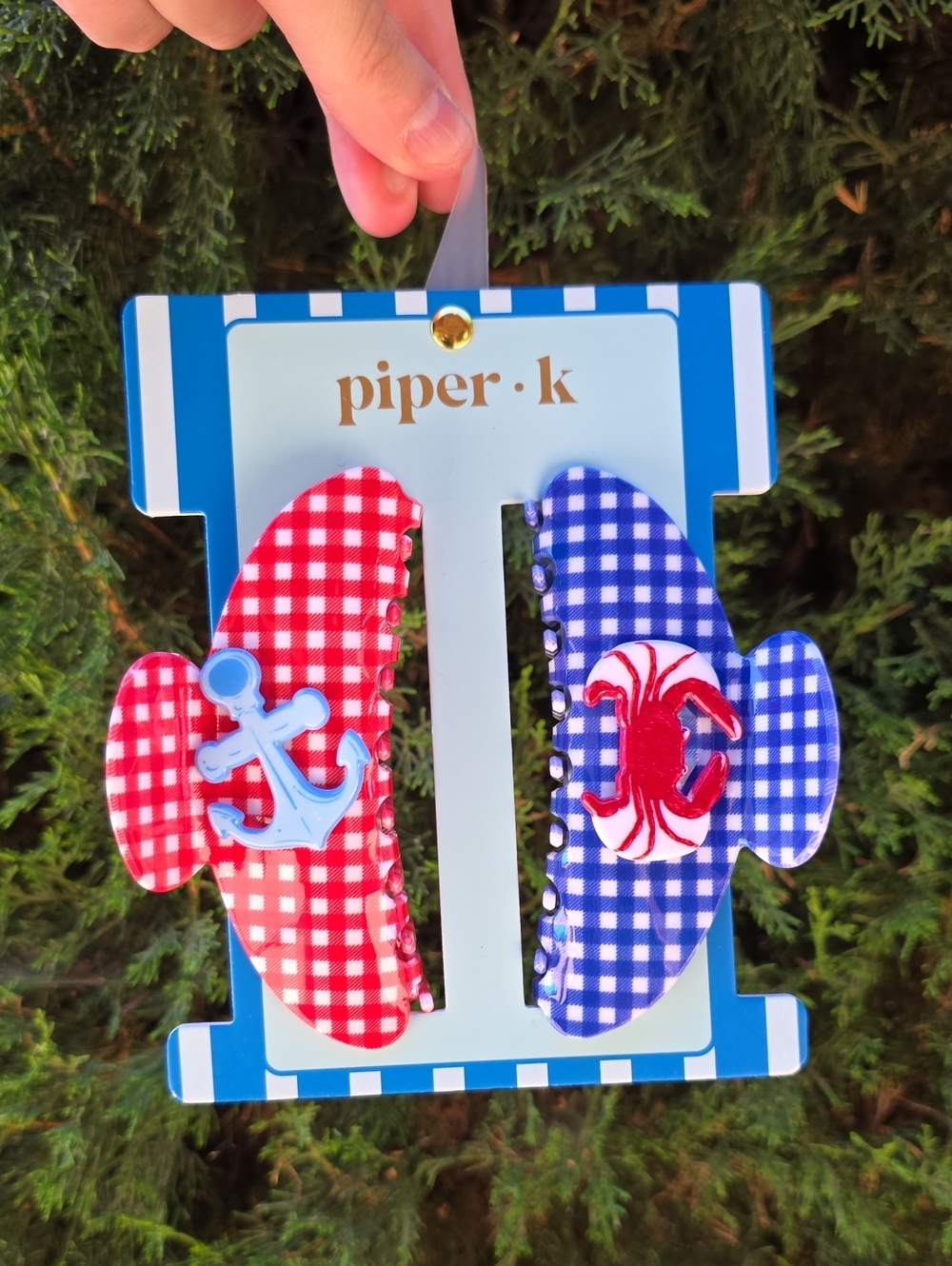 Piper K Red & Blue 🦀⚓️ Hair Clips